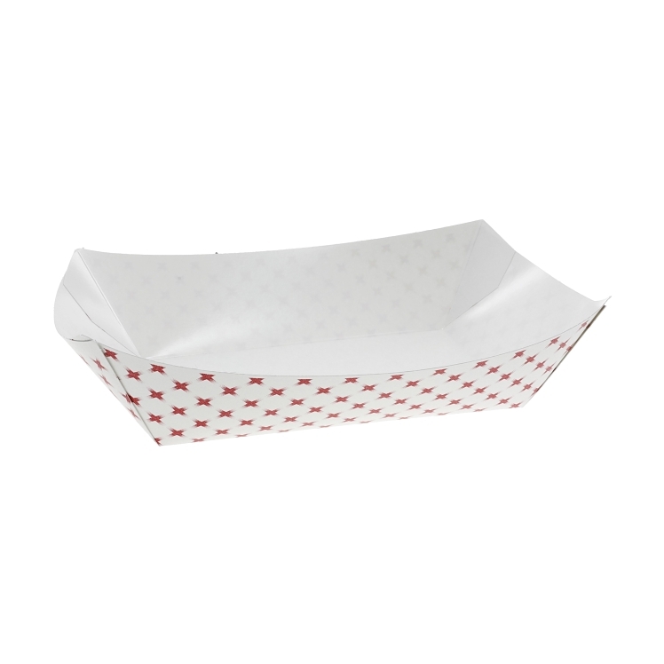 MONOGRAM 5LB COATED WHITE AND RED CHECKERED PAPER BOARD FOOD TRAY