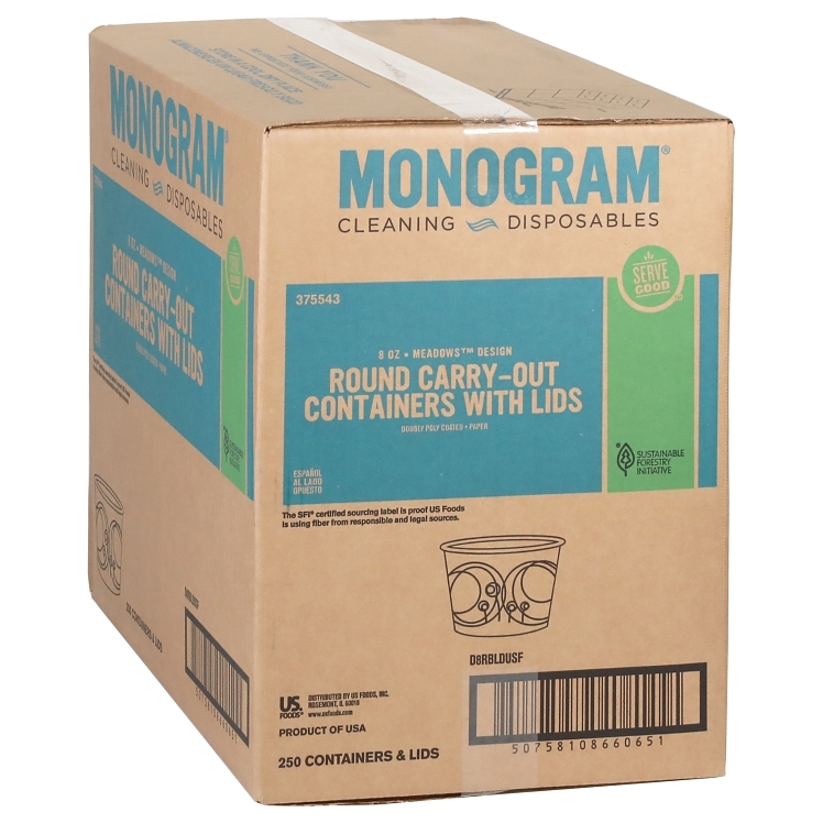 MONOGRAM PAPER BOARD 8 OZ DOUBLE POLY COATED CONTAINER MEADOW