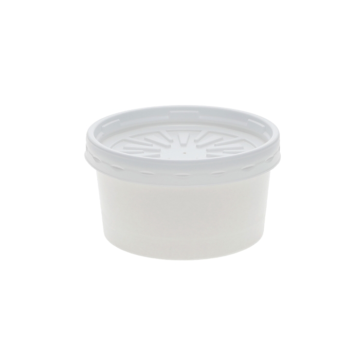 MONOGRAM 8 OZ DOUBLE POLYCOATED WHITE PAPER CONTAINER WITH LID