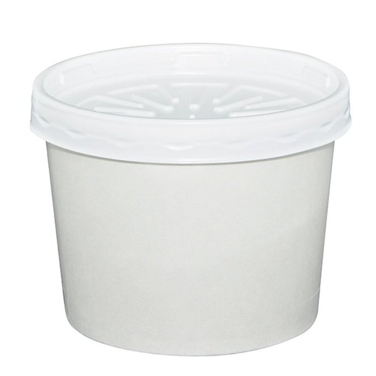 MONOGRAM 12 OZ DOUBLE POLY COATED WHITE PAPER CONTAINER WITH LID