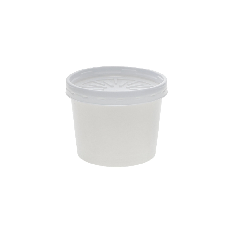 MONOGRAM 12 OZ DOUBLE POLY COATED WHITE PAPER CONTAINER WITH LID