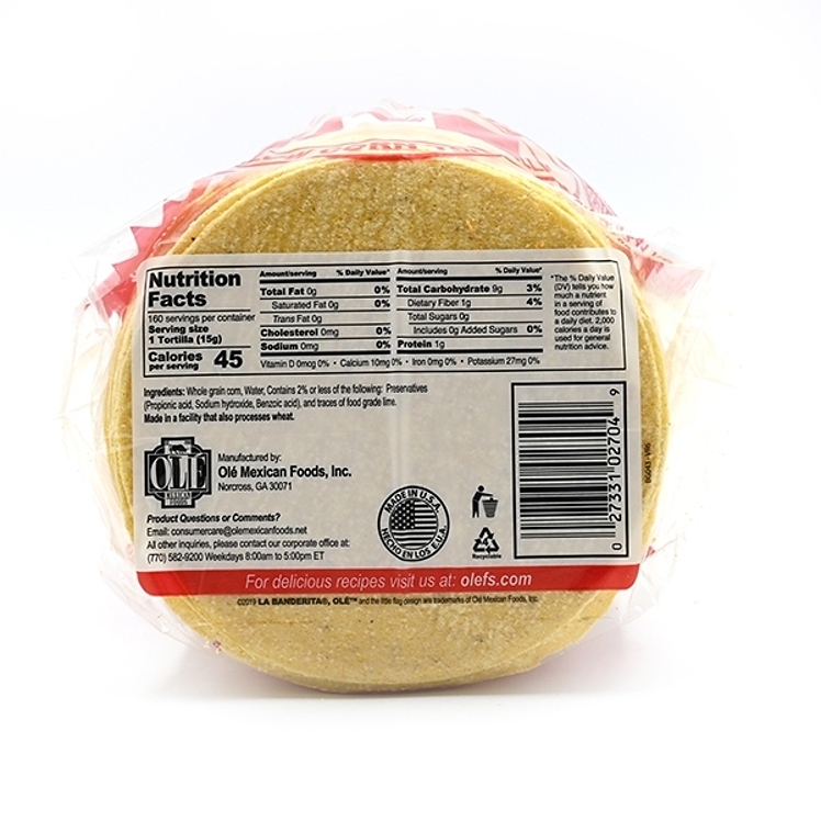 LA BANDERITA YELLOW CORN TORTILLA 6 INCH