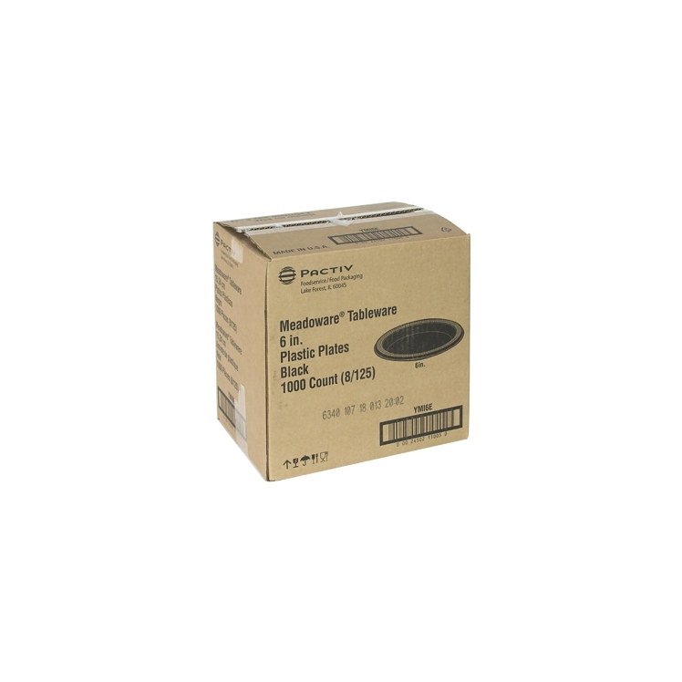 PACTIV PLATE, PLASTIC 6 BLACK 1 COMPARTMENT ROUND