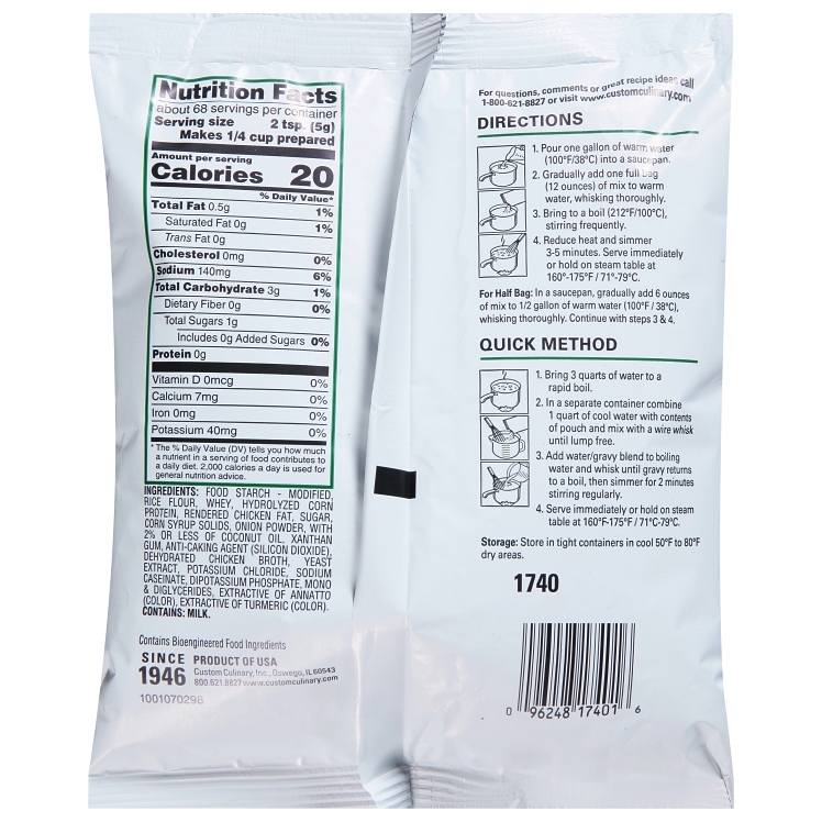 CUSTOM CULINARY LOW SODIUM CHICKEN PAN ROAST MIX, GRAVY
