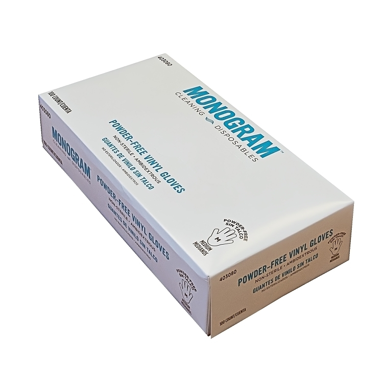 MONOGRAM VINYL POWDER-FREE GLOVES MEDIUM NATURAL