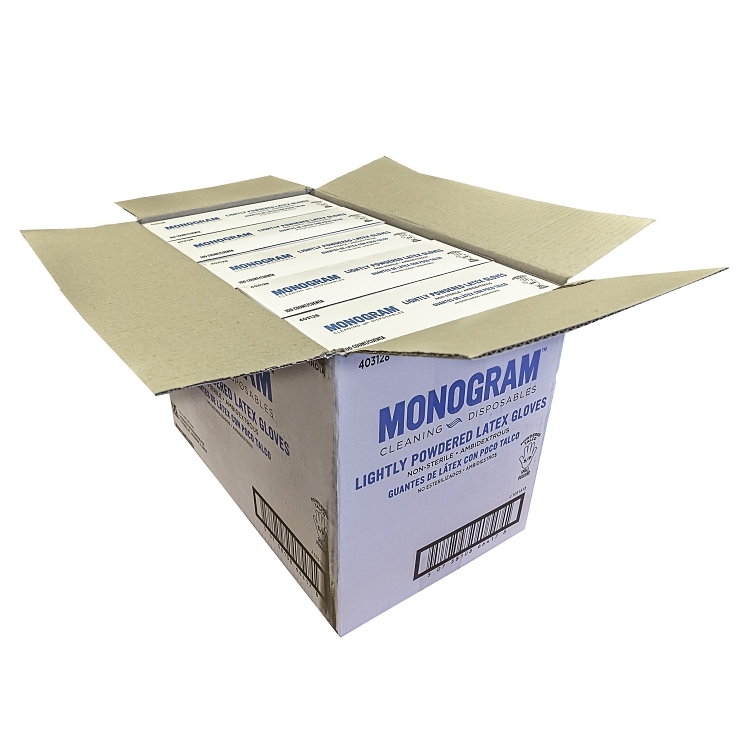 MONOGRAM LIGHTLY POWDERED LATEX GLOVES SIZE SMALL