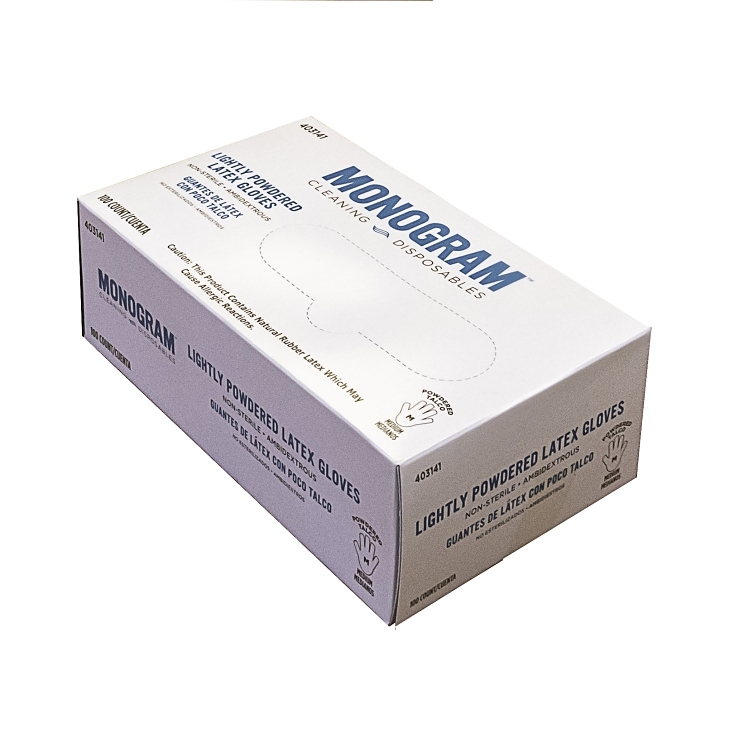 MONOGRAM MEDIUM LIGHTLY POWDERED LATEX GLOVES
